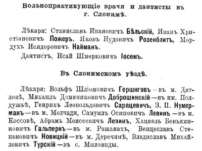 slonim doctor and dentist listing